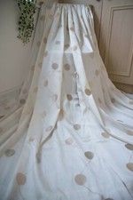 Ivory Champagne Taupe Embroidered Spotty Faux Silk Pair Curtains 53Wx72D Lined