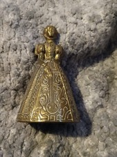 Vintage Brass Maiden Victorian Lady Bell England 4 Inch Tall In Good Condition