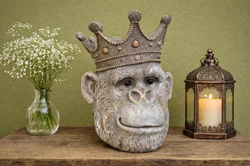 Crowned monkey head planter - crowned,