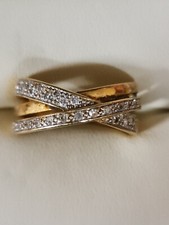 Crossover Ring 9ct Gold + Diamond ~ Gold Ribbon Crossover Ring - Size M