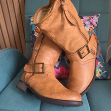 Ladies Rieker Tan Faux Leather