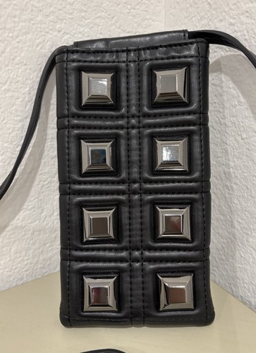 Black studded crossbody bag - black,