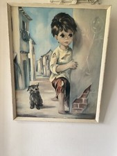 Vintage Dallas Simpson ‘what next’ Big Eye Boy Framed Print Picture 60s 70s