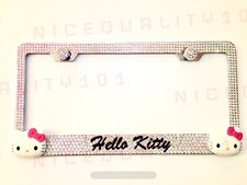 Hello Kitty License Plate Frame Holder Made with Swarovski Crystals