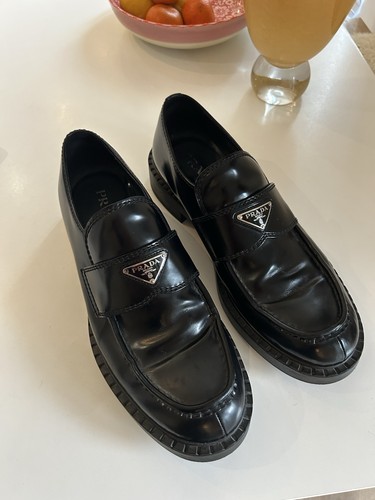 Prada chocolate loafers - chocolate, black