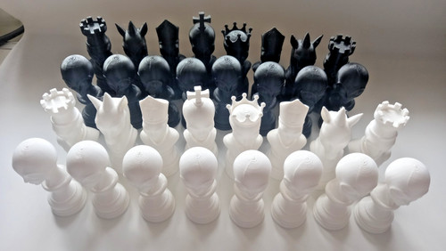 Printed alien chess pieces - printed,