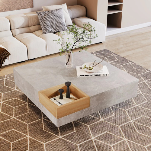 Square coffee table - coffee, grey