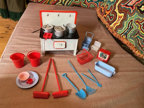 Vintage tin plate toy cooker - vintage,