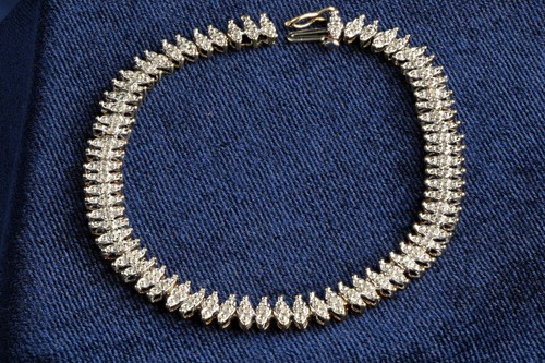 9ct gold diamond line bracelet - gold,