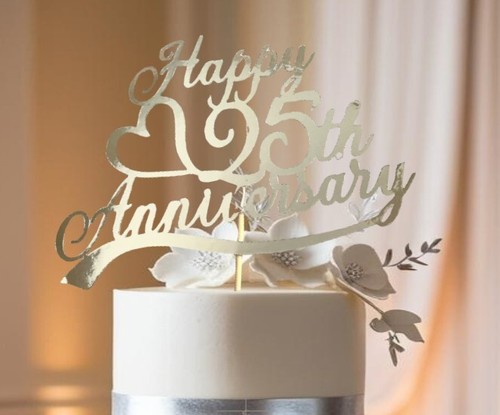 25th anniversary cake topper - 25th,