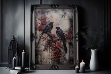 Gothic Rose  Print , Skeleton