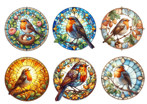 Garden robin stain - robin, glass