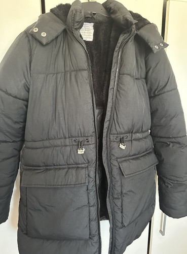Girls black hooded - girls, puffer