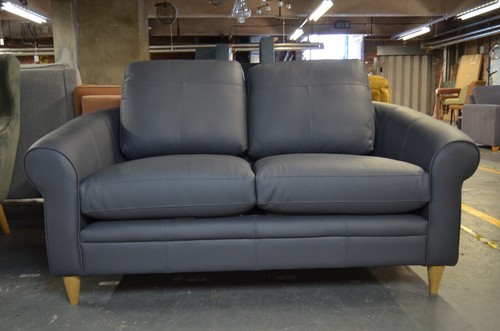 Blue leather sofa classic - leather,
