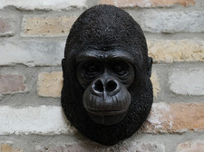 Black Resin Gorilla Head Bust Wall Sculpture – Bold Animal Wall Art Decor