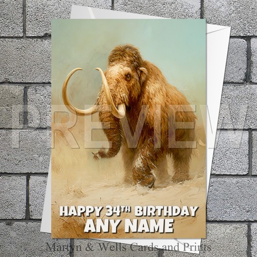 Woolly mammoth birthday card - mammoth,