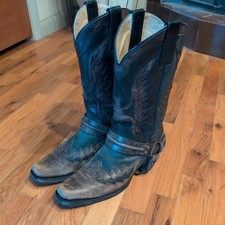 Stetson Western Cowboy Boots Mens Outlaw Black Leather Harness Biker size 9 D