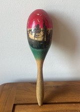 VTG Mexican Handpainted Wooden Fiesta Maraca One! L10” D2.5”