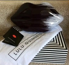 RARE Lulu Guinness Black/Chalk  Perspex Lips clutch Bag