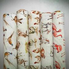 VINTAGE LINEN LOOK COUNTRY SIDE ANIMALS DIGITAL PRINT DESIGNER UPHOLSTERY FABRIC