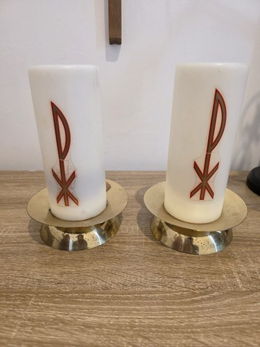 Vintage pair brass altar - vintage, of