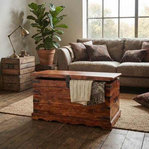 Large solid wooden trunk - large, chest