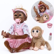 antboat Real Looking Reborn Monkey Dolls 20 inch 50cm Realistic Soft Vinyl Sili