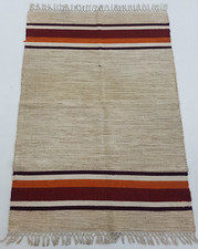 Vintage Handmade Traditional Navajo Striped Kilim Floor Rug Carpet 190x134 cm