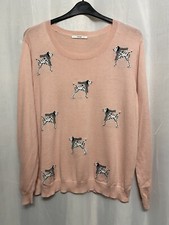 -636 George Sz 22 Pink Fine Knit Dalmatian Dogs In Scarves Xmas Jumper