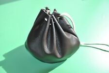  Brown Leather Draw -String Coin Pouch.    Small 5 x 4 inches.