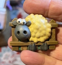 Cartoon Sheep & Fence Fridge Magnet  2” x 1.5”