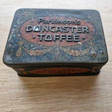 Vintage Parkinson's Doncaster Toffee Tin Confectionery Antique Advertising 
