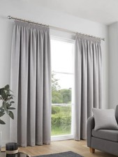 NEXT BLACK SILVER GREY PENCIL PLEAT Blackout/Thermal Curtains,W117 Drop 182cm