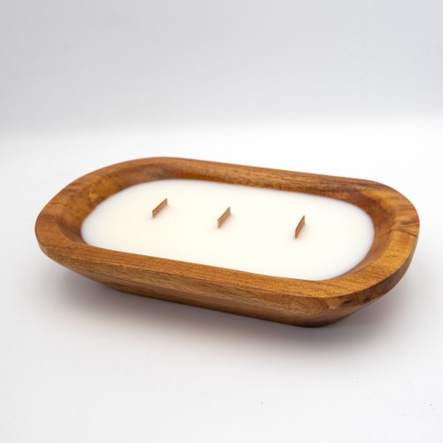 New wooden bowl candle - new, 3