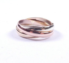 Gold ring 9 carat yellow pink white gold Russian wedding band size P Trilogy