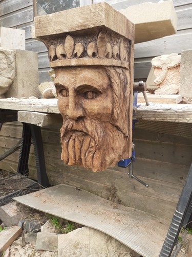 Vintage oak king head corbel - head,