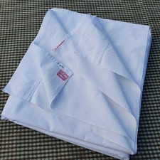 Vintage Rigg's bed sheet, white cotton fabric, laundered, 70" x 104"