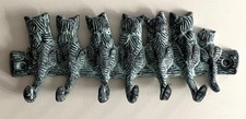 Cat Metal Key/Coat Hanger-Multi cats-6 hooks- Blue/Black-VG++