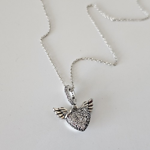 Pandora pave heart and angel - and,