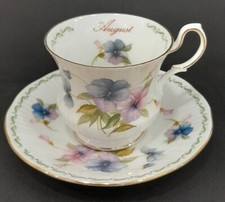 Queen's China Pansy Cup and Saucer for August