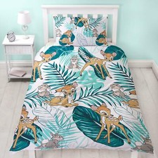 Official Bambi Single Duvet Set Palm Leaf Bambi Thumper Reversible Kids Bedding
