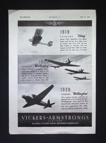 Original 1944 advert vickers - original,