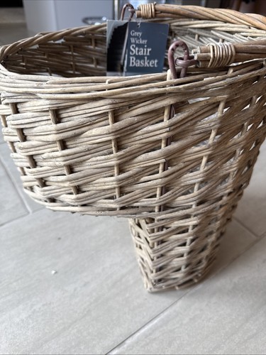 Grey wash wicker stair - grey-wash, basket