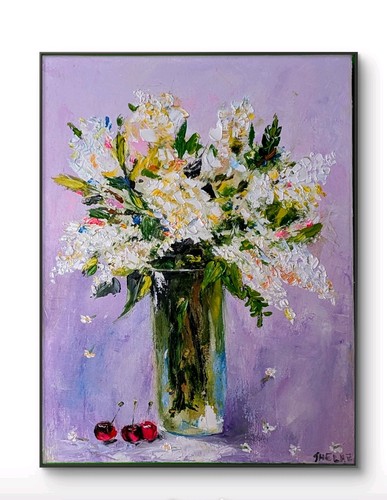 Original lilac oil painting - original,