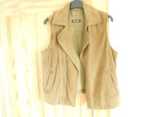 Massimo Dutti Tan brown suede gilet/waistcoat = 34" Chest