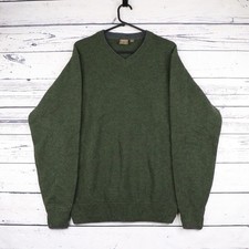 Musto Knit Jumper Mens Large Lambs Wool Riffle Green Country Shooting Sweater