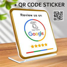 Google Review Stand NFC + QR CODE Display Stand – for Shops & Businesses White
