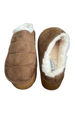 Primark Faux Suede/Fur Flatform Mule Slippers NEW Chestnut Brown UK Size 7/8