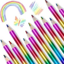 Rainbow Colored Pencils, 4 Color in 1 Pencil SET of 16 Pencils