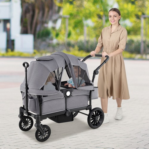 Push pull double stroller with - push,